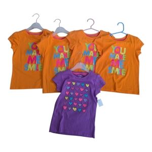 5 pc kids George Purple and Orange Heart Graphic T-Shirts